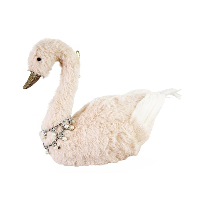 SWAN ORNAMENT LT PINK 24CM