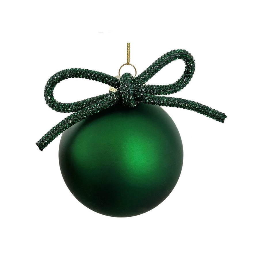 GLASS BALL MAT GREEN WITH BOW 8CM - SHISHI - Compralo en CorinneRegalos.com