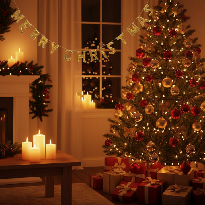 VELVET MERRY CHRISTMAS GARLAND GOLD 170CM