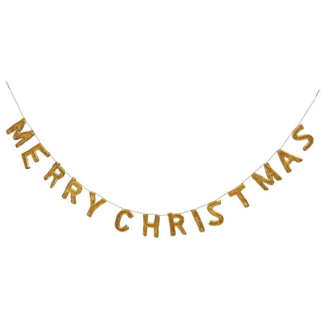 VELVET MERRY CHRISTMAS GARLAND GOLD 170CM