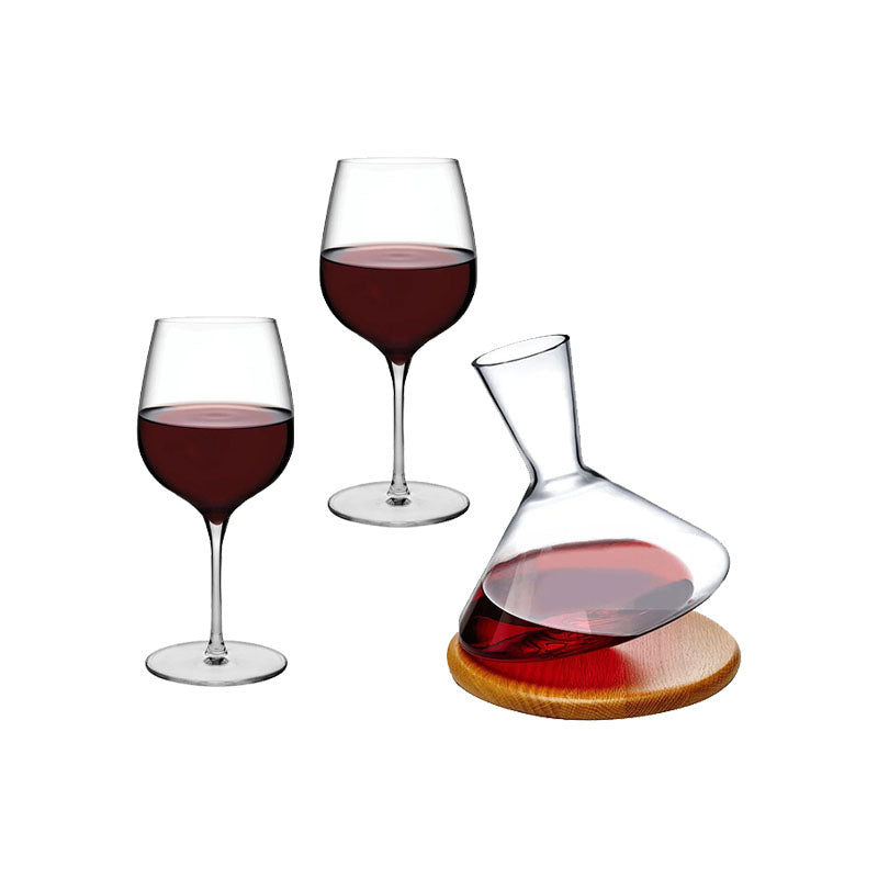 "NUDE WINE GIFT SET (BALANCE CARAFE
WWOODEN PLATE + 2 TERROIR WINE GLASSES)" - SISECAM/NUDE - Compralo en CorinneRegalos.com