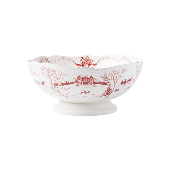13INCH CENTERPIECE BOWL CE WINTER FROLIC RUBY