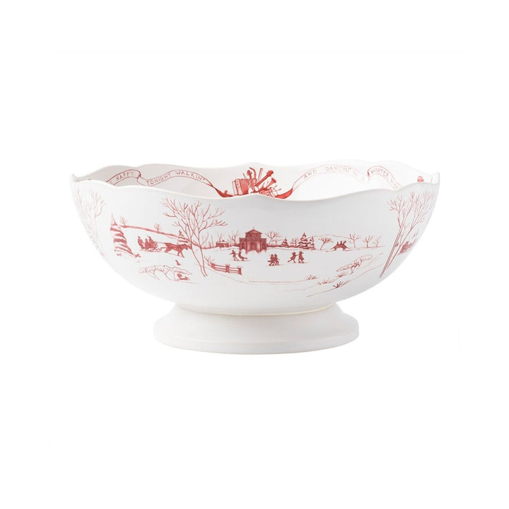 13INCH CENTERPIECE BOWL CE WINTER FROLIC RUBY