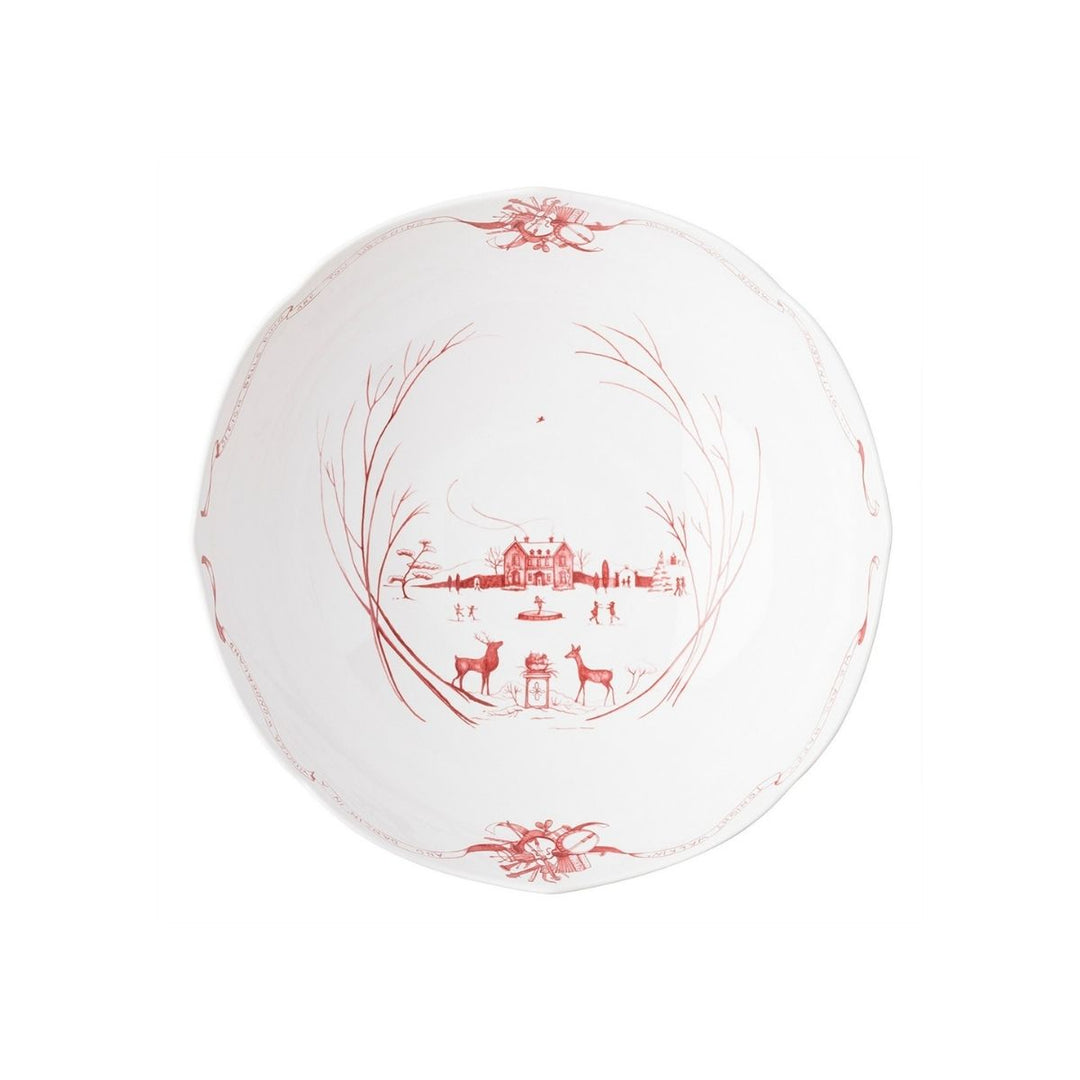 13INCH CENTERPIECE BOWL CE WINTER FROLIC RUBY
