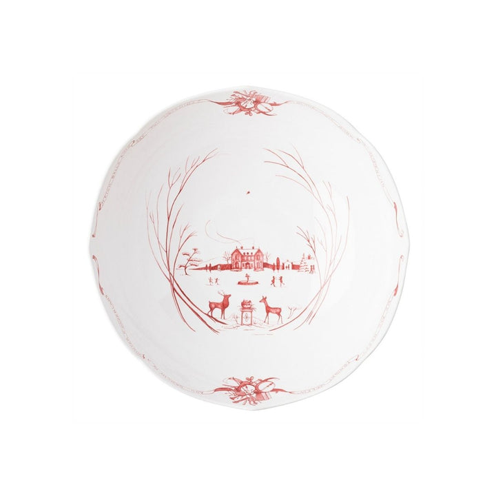 13INCH CENTERPIECE BOWL CE WINTER FROLIC RUBY