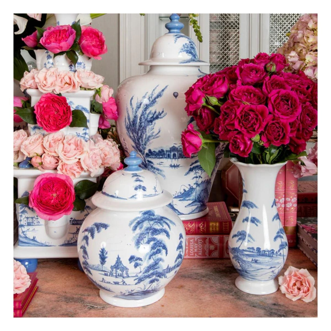 COUNTRY ESTATE GINGER JAR 10 IN  DELFT BLUE