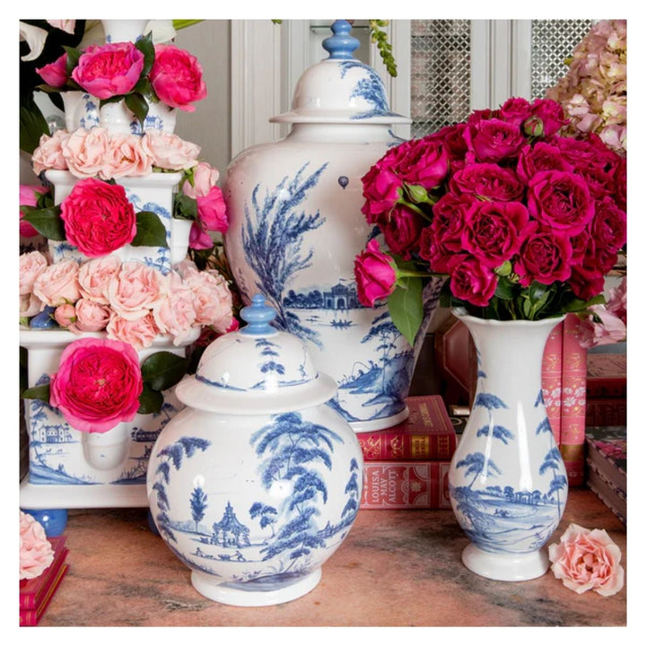COUNTRY ESTATE DELFT BLUE 17 LIDDED GINGER JAR