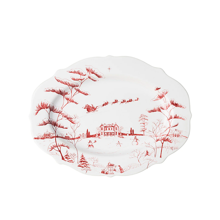 COUNTRY ESTATE WINTER FROLIC RUBY SERVING PLATTER CHRISTMAS EVE