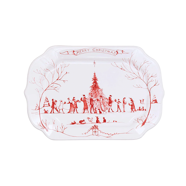 GIFT TRAY CE WNTR FROLIC RUBY 7.5INCHL   LOVE&JOY