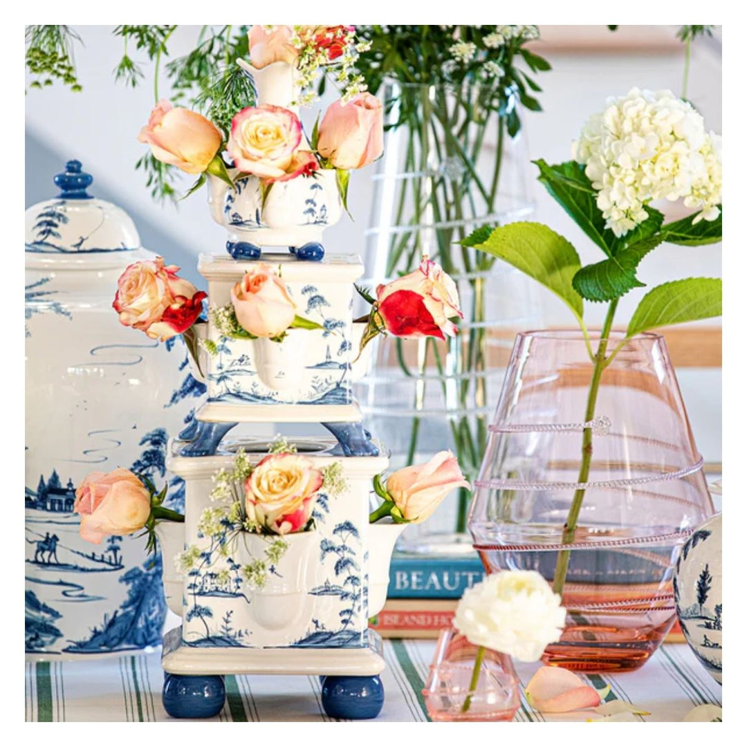COUNTRY ESTATE DELFT BLUE TULIPIERE TOWER SET3 GARDEN FOLLIES  DELFT BLUE