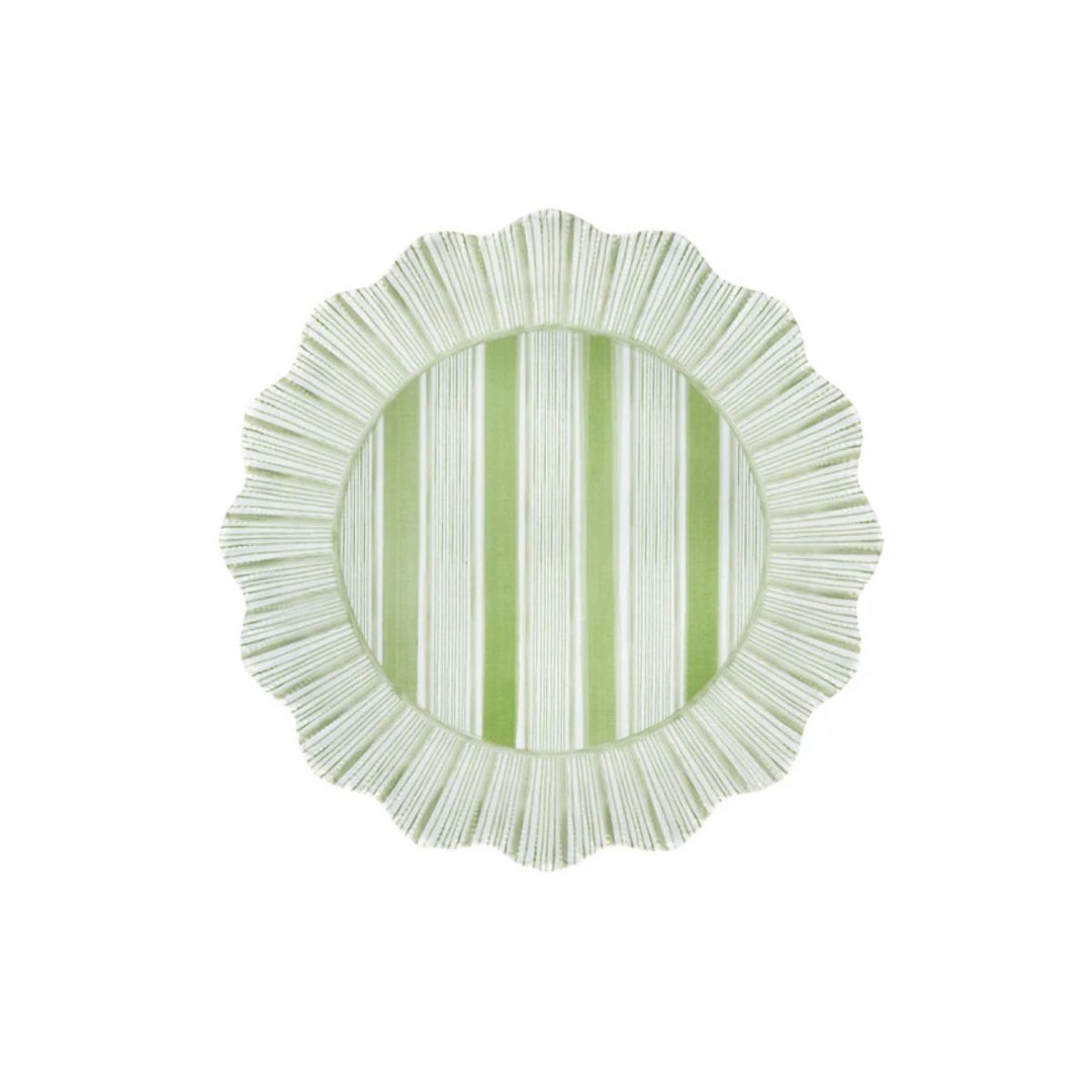 CABANA STRIPE MELAMINE DINNER PLATE SET/4 - SEAGRASS