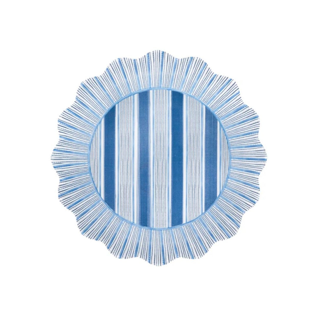 CABANA STRIPE MELAMINE DINNER PLATE SET/4 - OCEAN