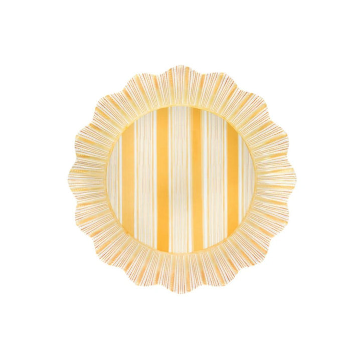 CABANA STRIPE MELAMINE DINNER PLATE SET/4 - SUNSHINE
