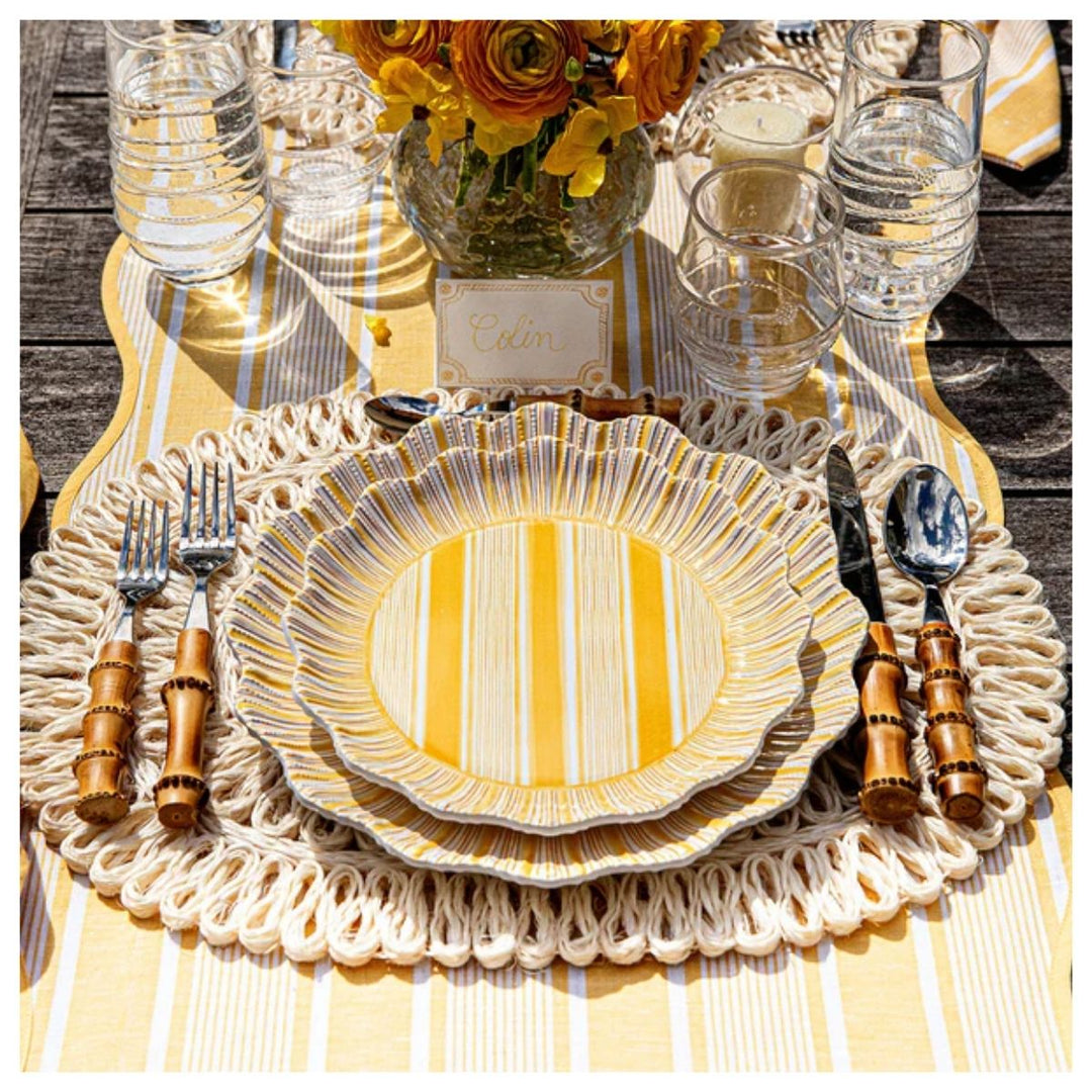 CABANA STRIPE MELAMINE DINNER PLATE SET/4 - SUNSHINE