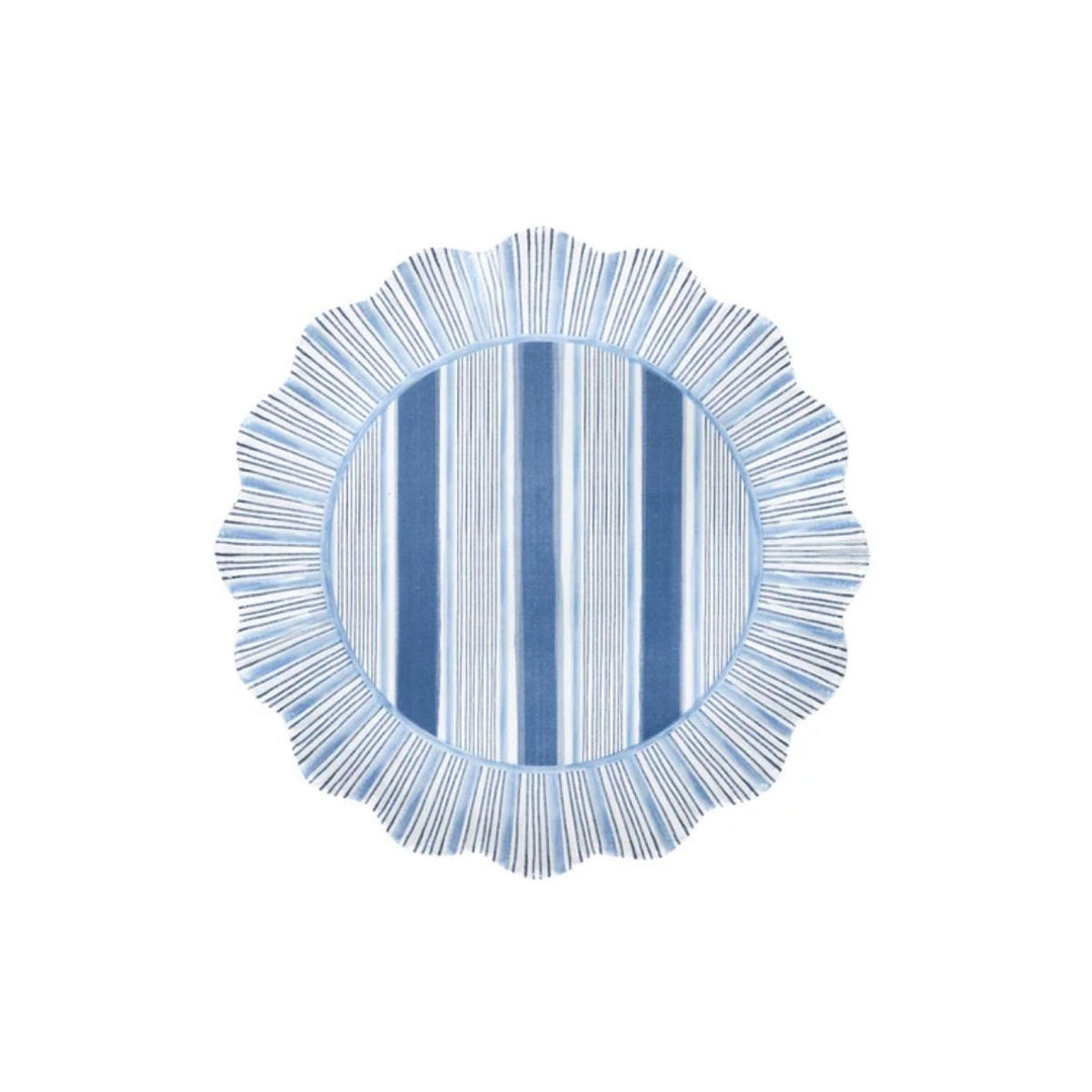 CABANA STRIPE MELAMINE DESSERT/SALAD PLATE SET/4 - OCEAN