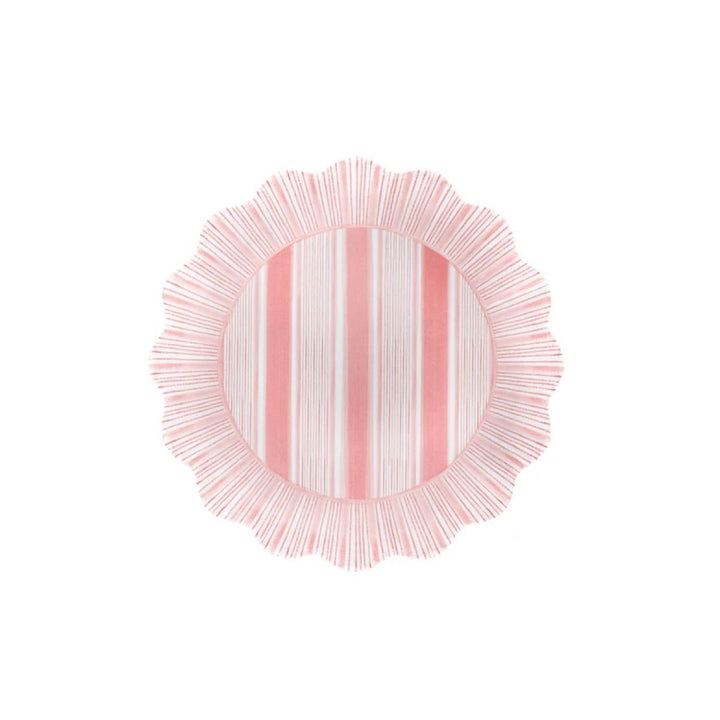 CABANA STRIPE MELAMINE DESSERT/SALAD PLATE SET/4 - CORAL