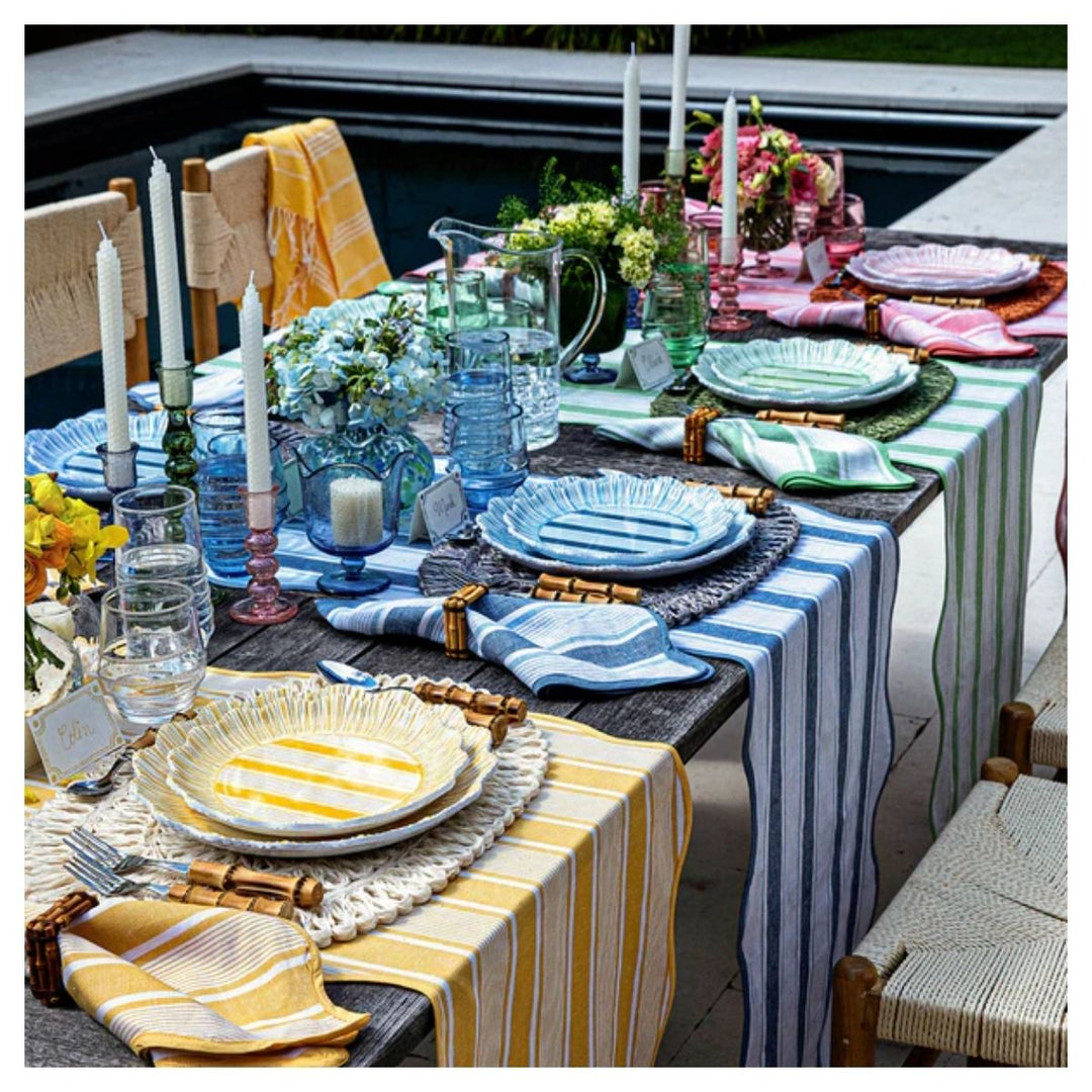 CABANA STRIPE MELAMINE DESSERT/SALAD PLATE SET/4 - CORAL