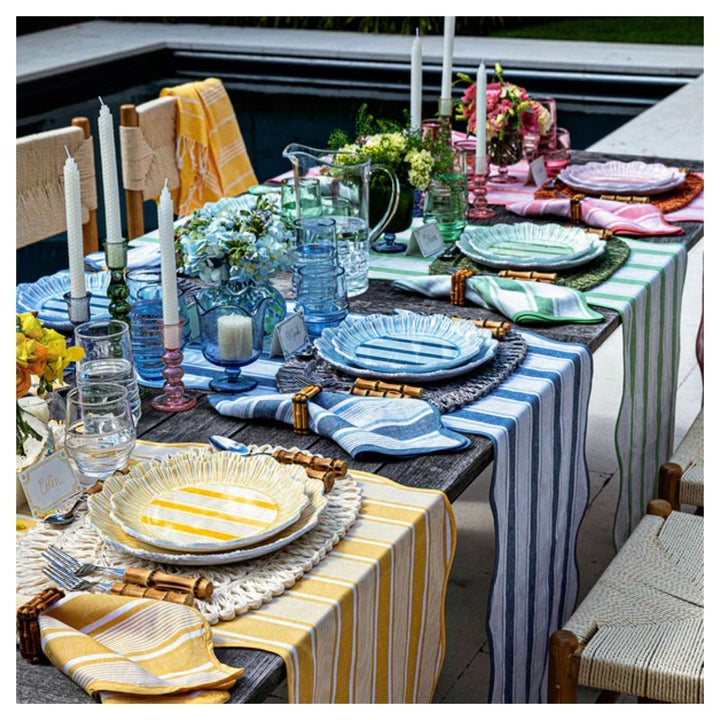 CABANA STRIPE MELAMINE DESSERT/SALAD PLATE SET/4 - CORAL