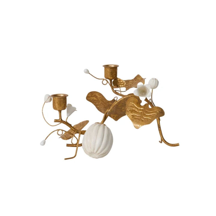 Forest Walk Pumpkin & Vine Double Candlestick Holder - Gold - JULISKA - Compralo en CorinneRegalos.com