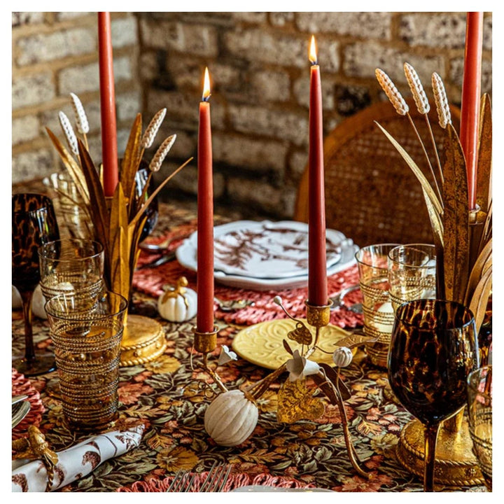 Forest Walk Pumpkin & Vine Double Candlestick Holder - Gold