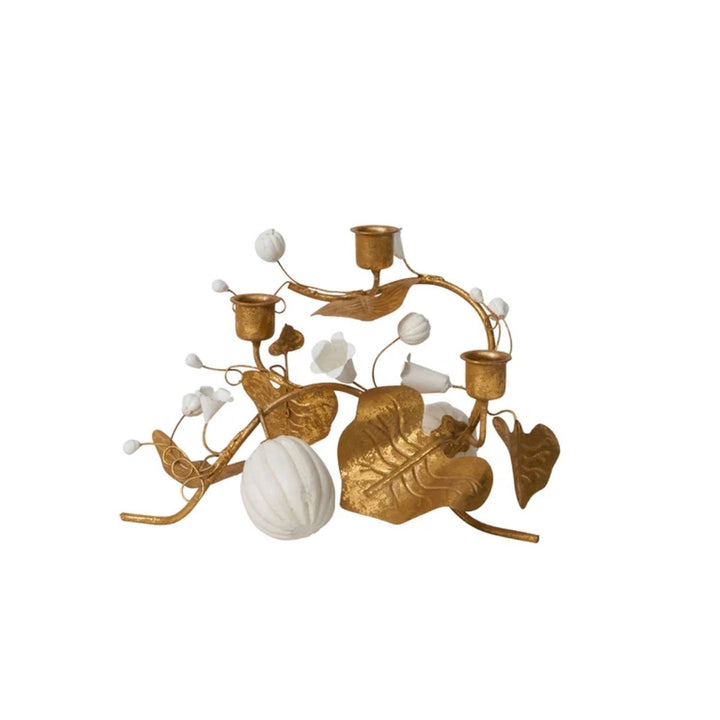 Forest Walk Pumpkin & Vine Triple Candlestick Holder - Gold - JULISKA - Compralo en CorinneRegalos.com