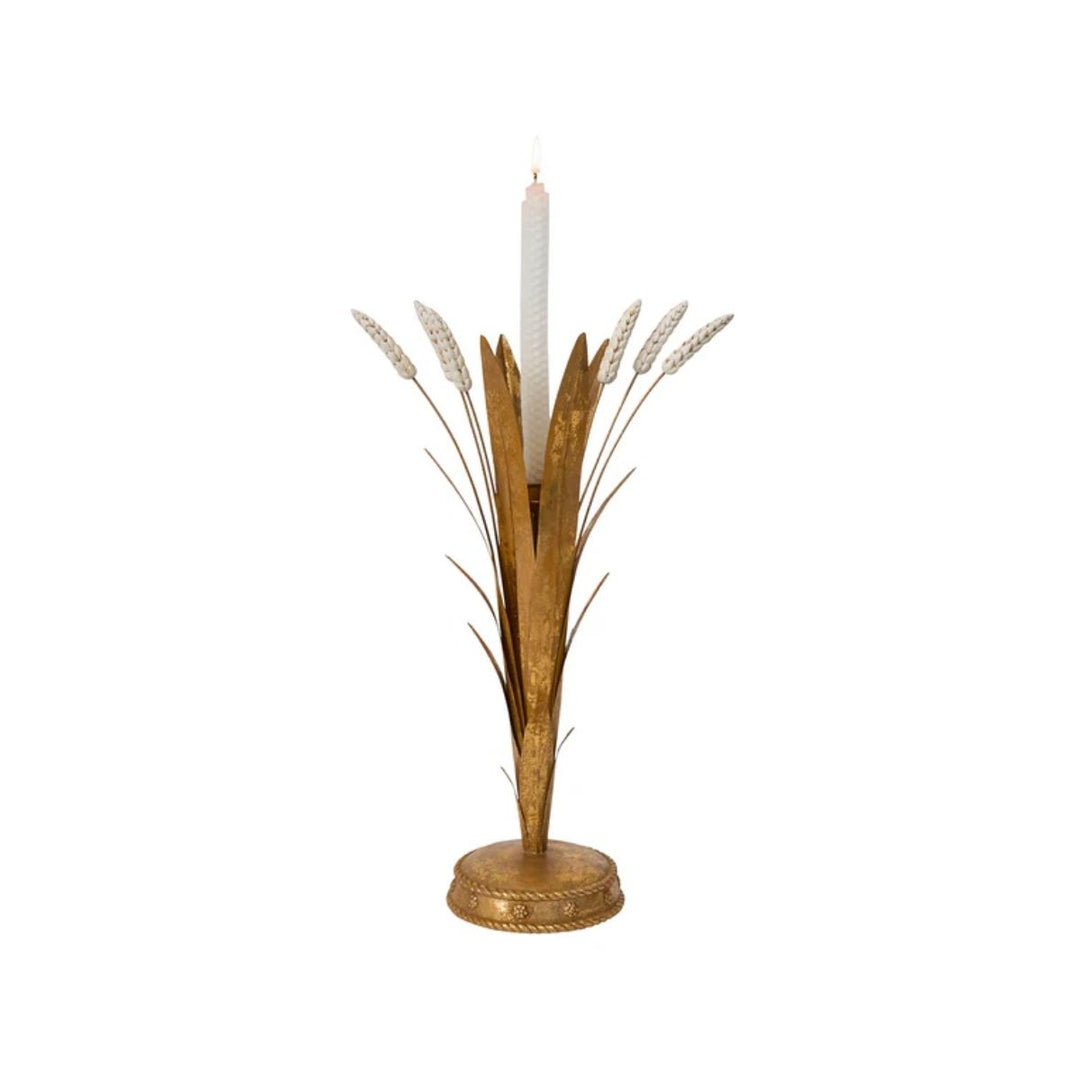 "Forest Walk Wheat 17"" Candlestick - Gold"