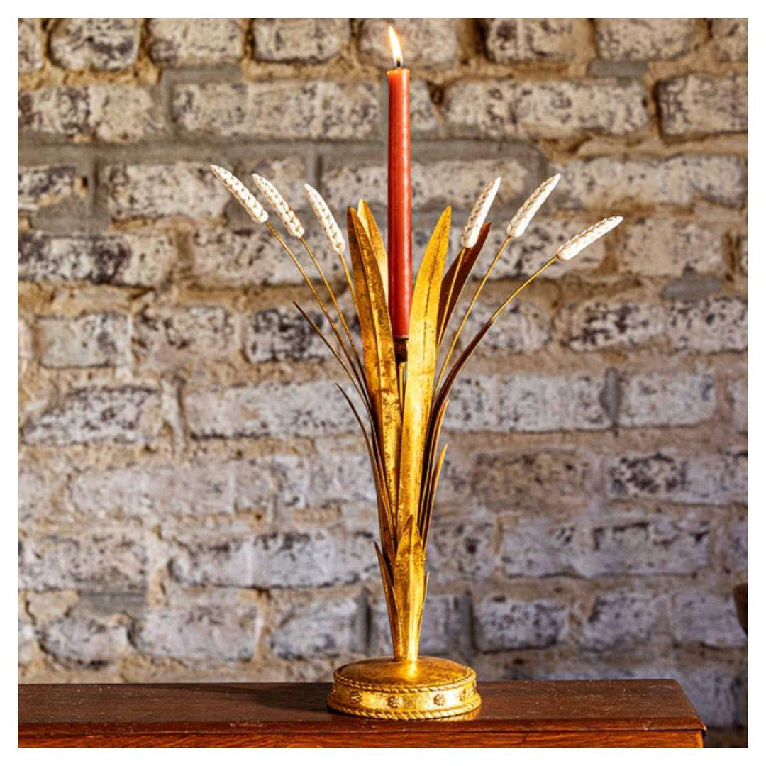 "Forest Walk Wheat 17"" Candlestick - Gold"