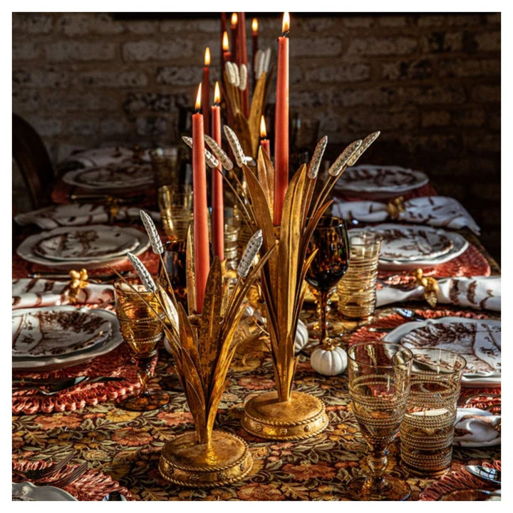 "Forest Walk Wheat 17"" Candlestick - Gold"