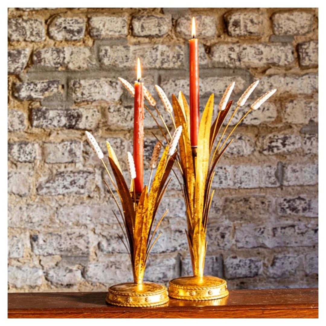 "Forest Walk Wheat 17"" Candlestick - Gold"