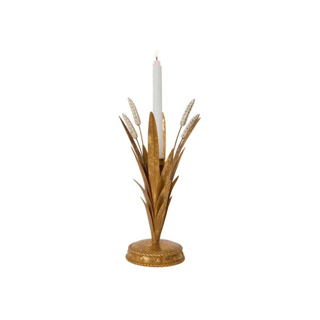"Forest Walk Wheat 13"" Candlestick - Gold"