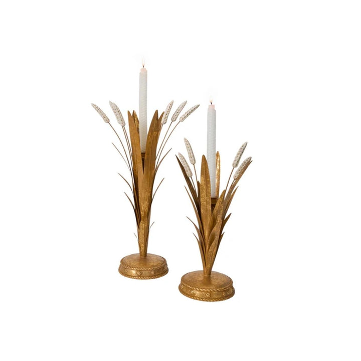 "Forest Walk Wheat 13"" Candlestick - Gold"