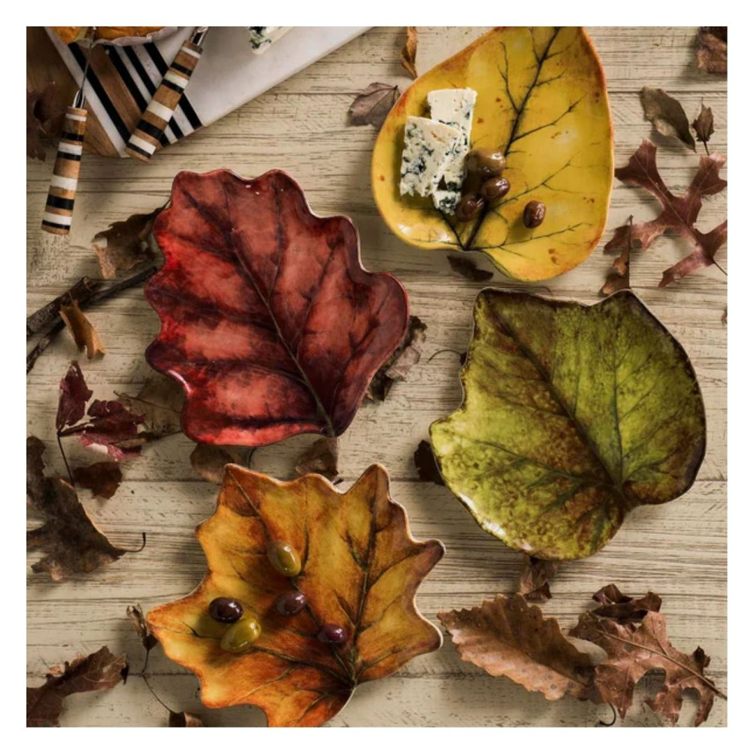 FOREST WALK LEAF COCKTAIL PLATE SET/4