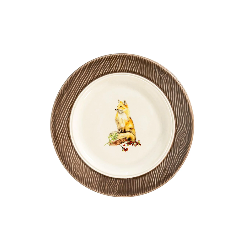 FOREST WALK ANIMAL COCKTAIL PLATES, ASSORTED SET/4