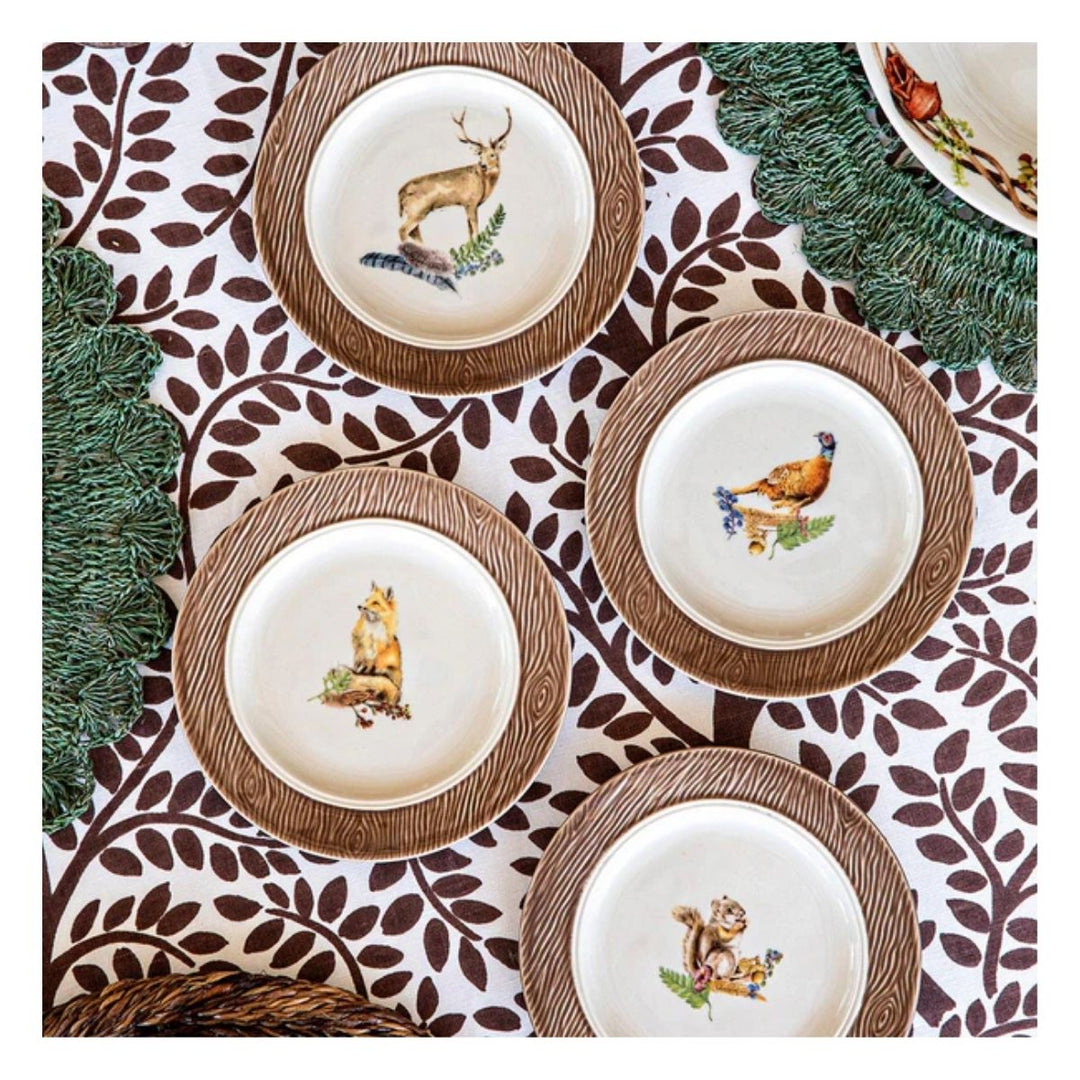 FOREST WALK ANIMAL COCKTAIL PLATES, ASSORTED SET/4