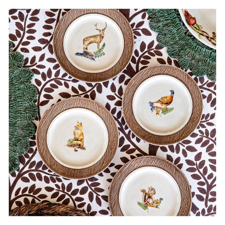 FOREST WALK ANIMAL COCKTAIL PLATES, ASSORTED SET/4