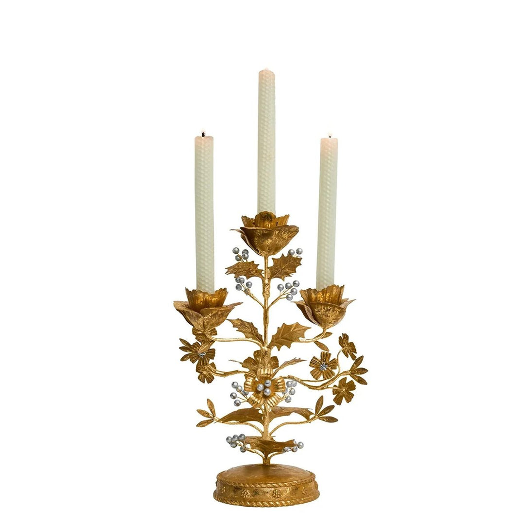 FOREST WALK HOLLY 13 CENTERPIECE CANDELABRA - GOLD/SILVER - JULISKA - Compralo en CorinneRegalos.com
