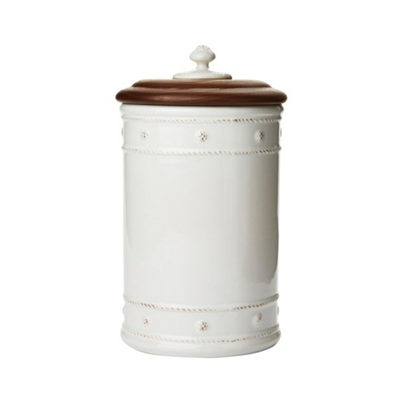 SM CANISTER WITH WOODEN LID B&T WHITE 10 INCH - JULISKA - Compralo en CorinneRegalos.com