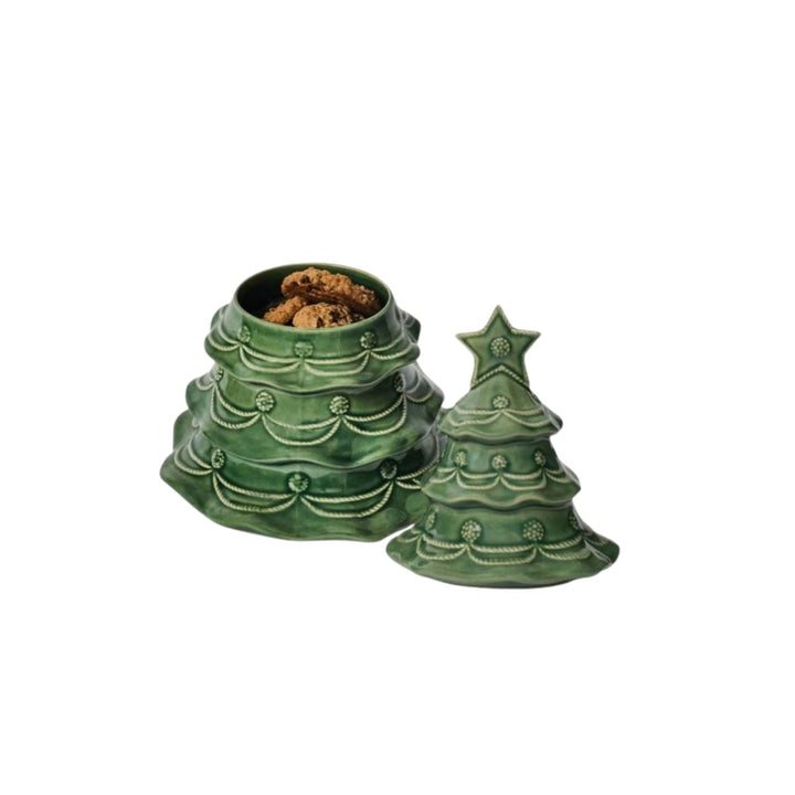 Berry & Thread Christmas Tree Cookie Jar With Lid - Basil