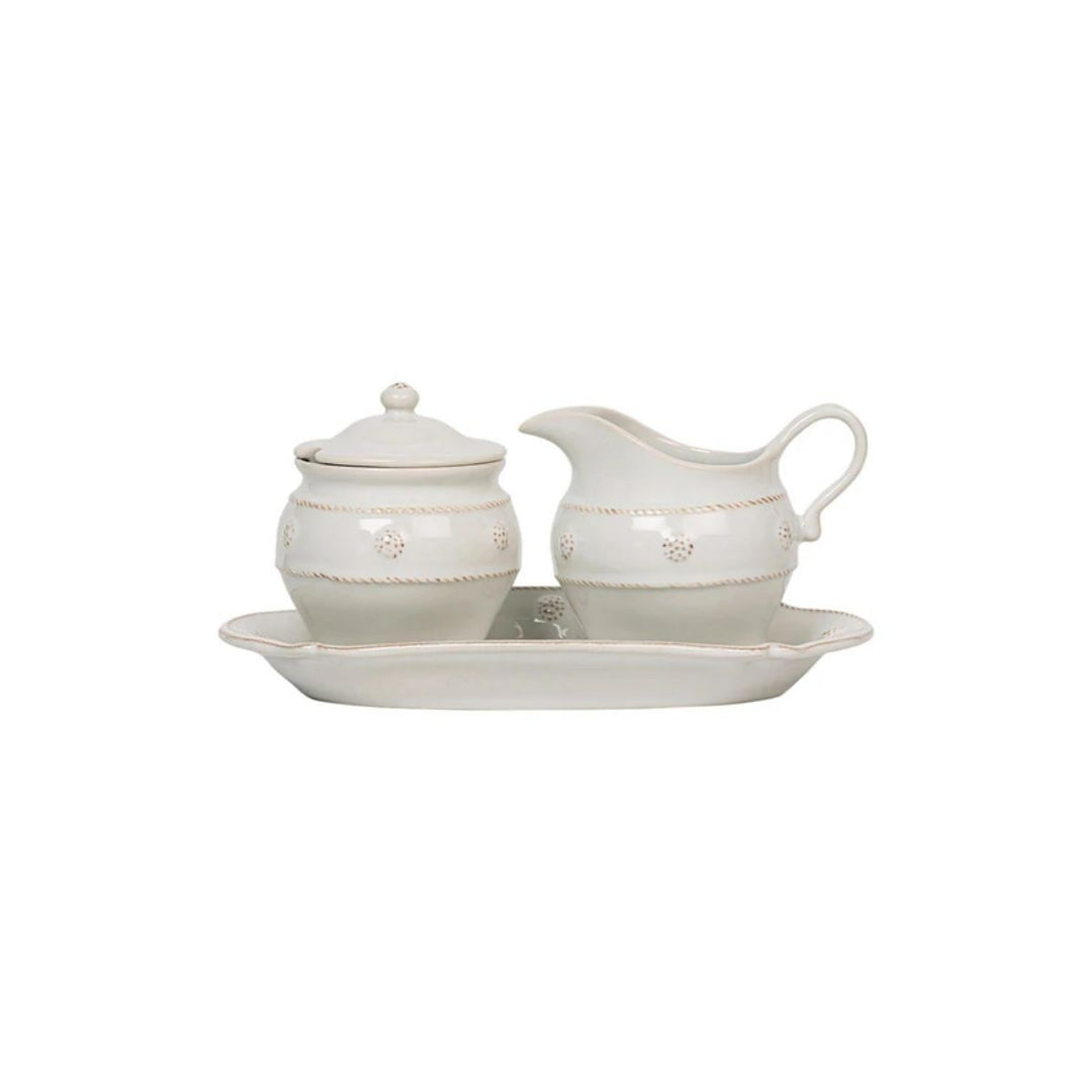 BERRY & THREAD SUGAR AND CREAMER SET/3PC - WHITEWASH