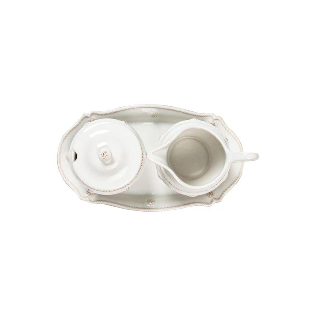 BERRY & THREAD SUGAR AND CREAMER SET/3PC - WHITEWASH
