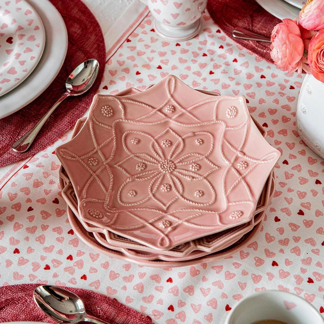JARDINS DU MONDE DESSERT/SALAD PLATE ASSORTED SET/4 - BLUSH