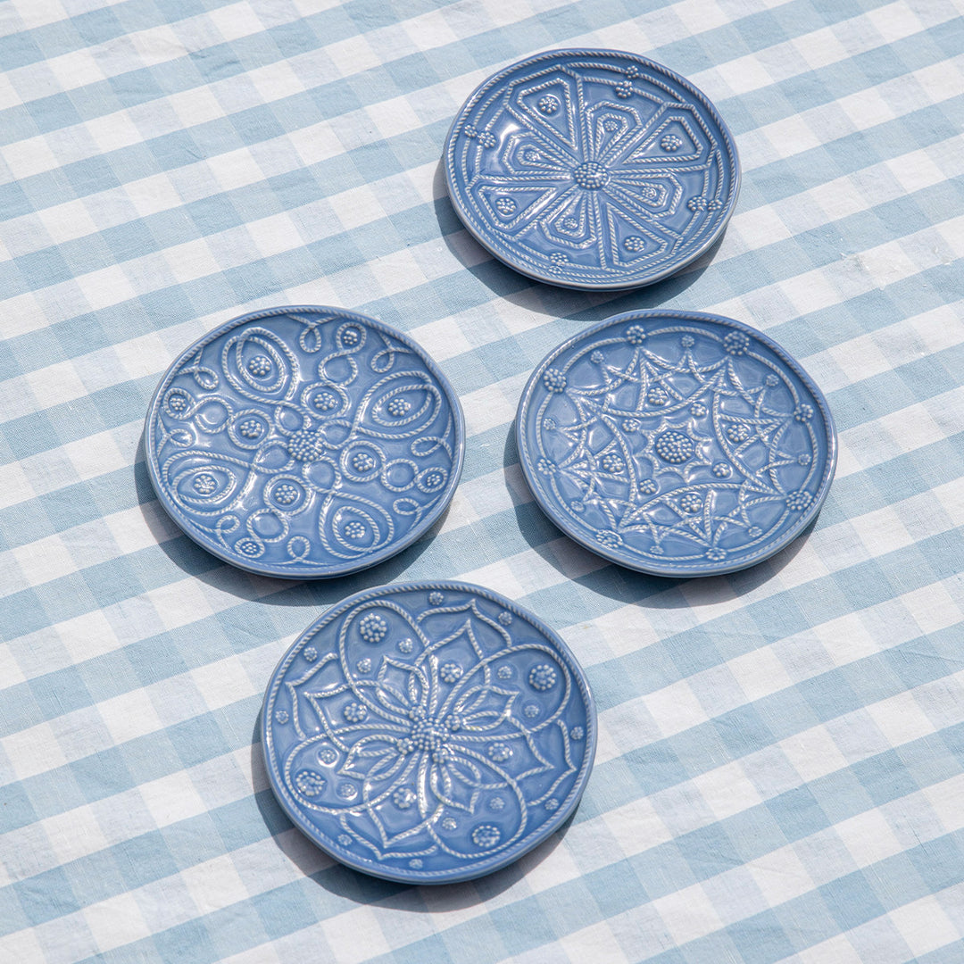 JARDINS DU MONDE SIDE/COCKTAIL PLATE ASSORTED SET/4 - CHAMBRAY