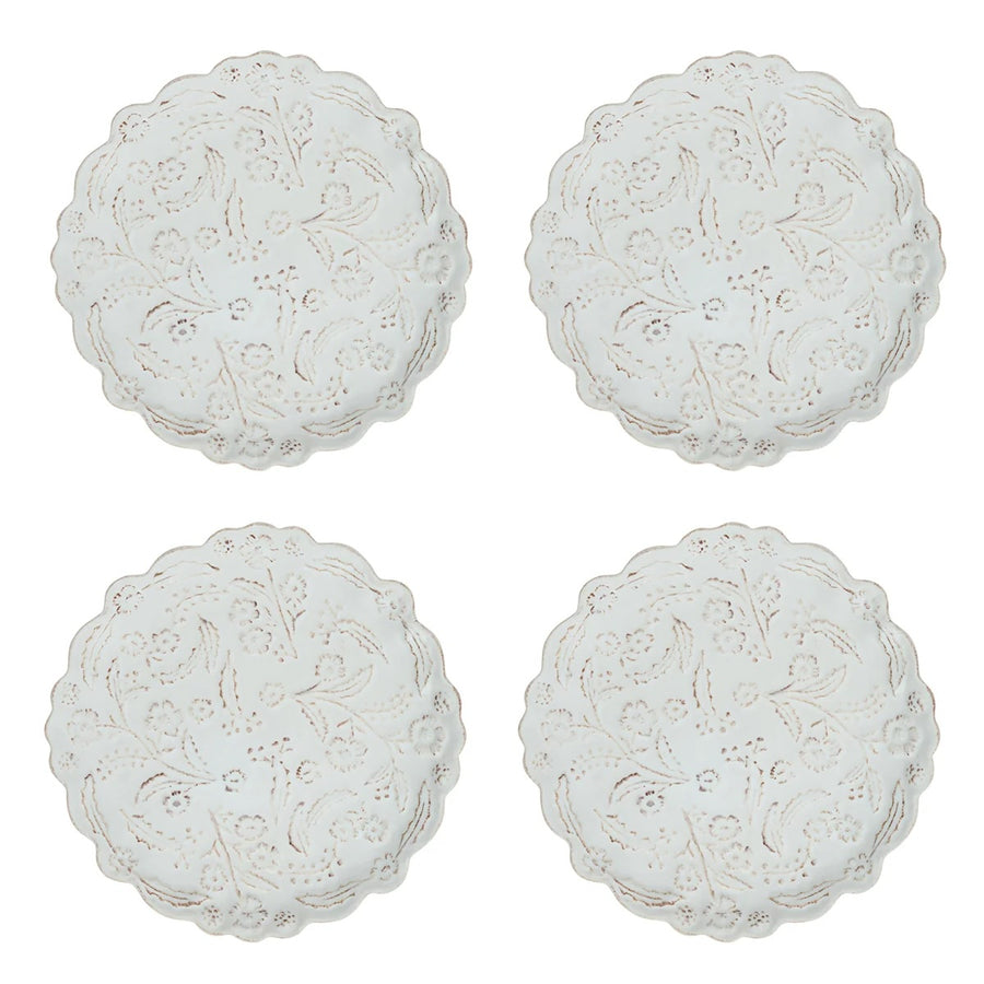 BERRY & THREAD THISTLE COCKTAIL PLATE SET/4 - WHITEWASH - JULISKA - Compralo en CorinneRegalos.com