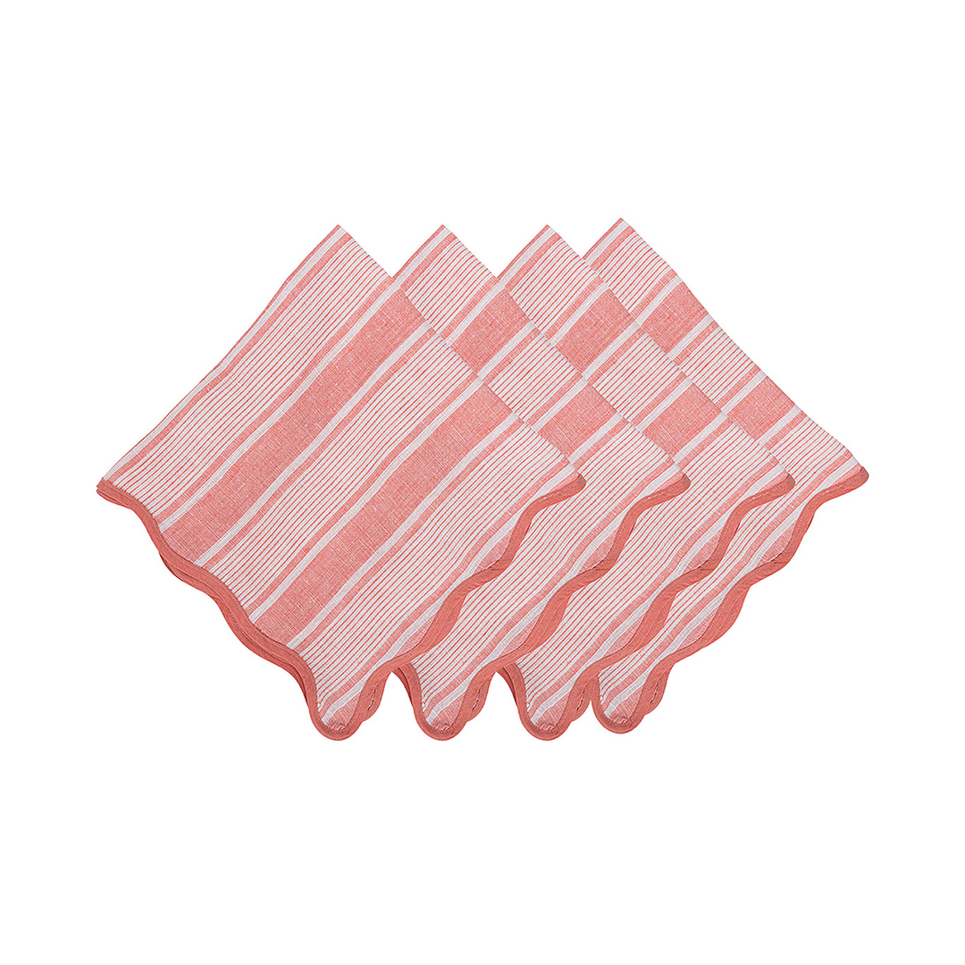 CABANA STRIPE NAPKIN SET/4 - CORAL