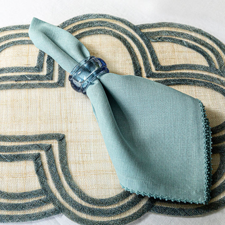 BERRY SCALLOP NAPKIN SET/4 - LIGHT BLUE