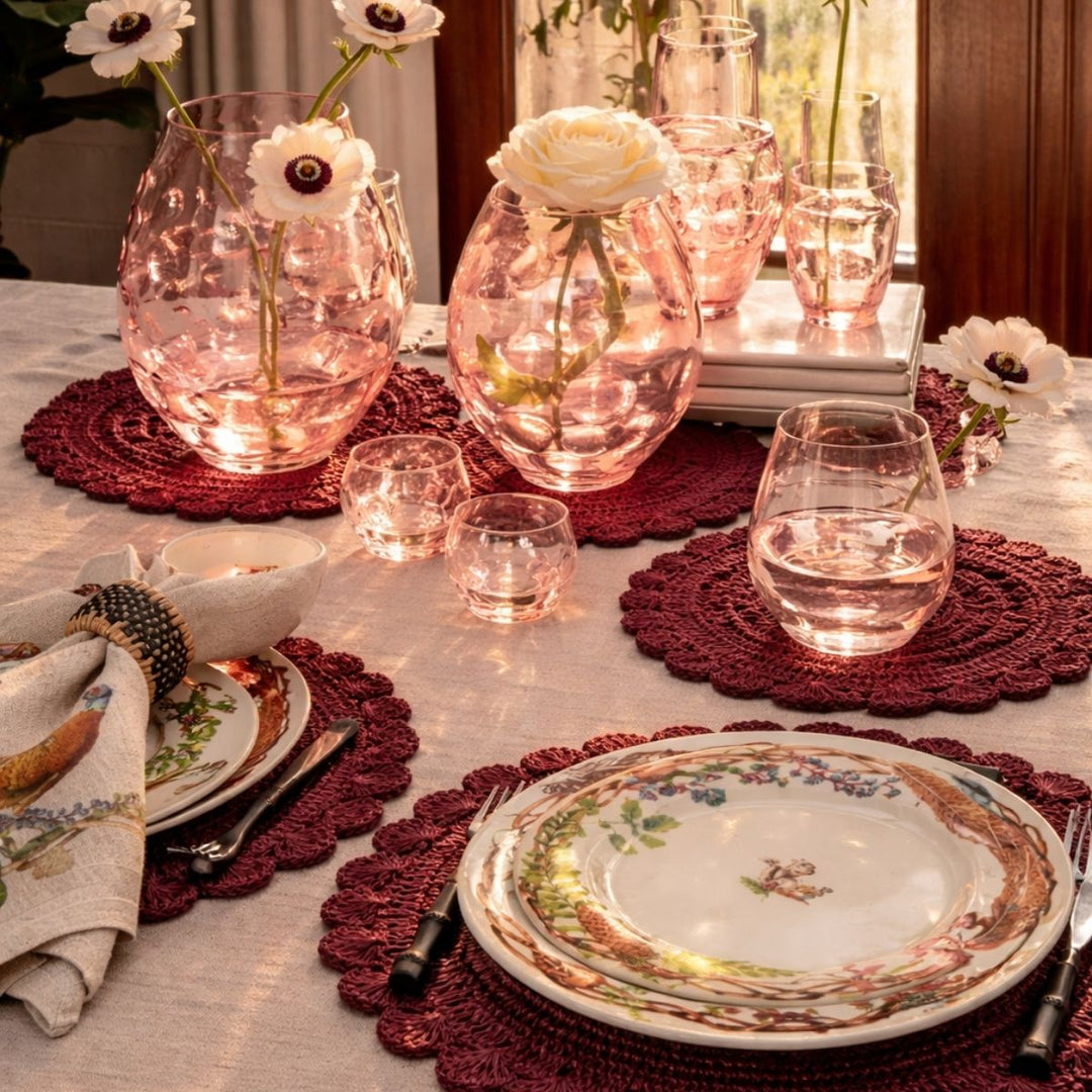 PLACEMAT MACRAME CRANBERRY MACRAME PLACEMAT - CRANBERRY