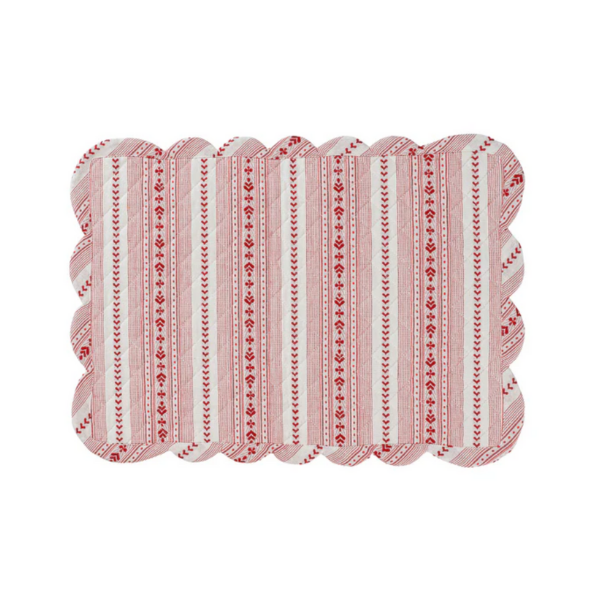 VILLA STRIPE QUILTED PLACEMAT ­ RED WHITE - JULISKA - Compralo en CorinneRegalos.com