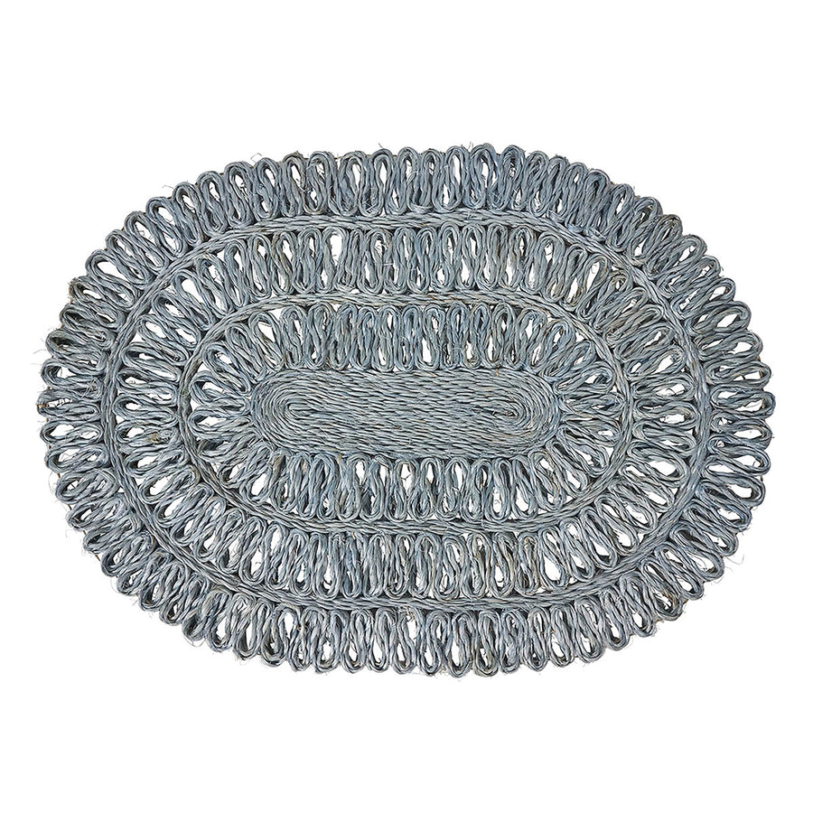 STRAW LOOP OVAL PLACEMAT - CHAMBRAY - JULISKA - Compralo en CorinneRegalos.com