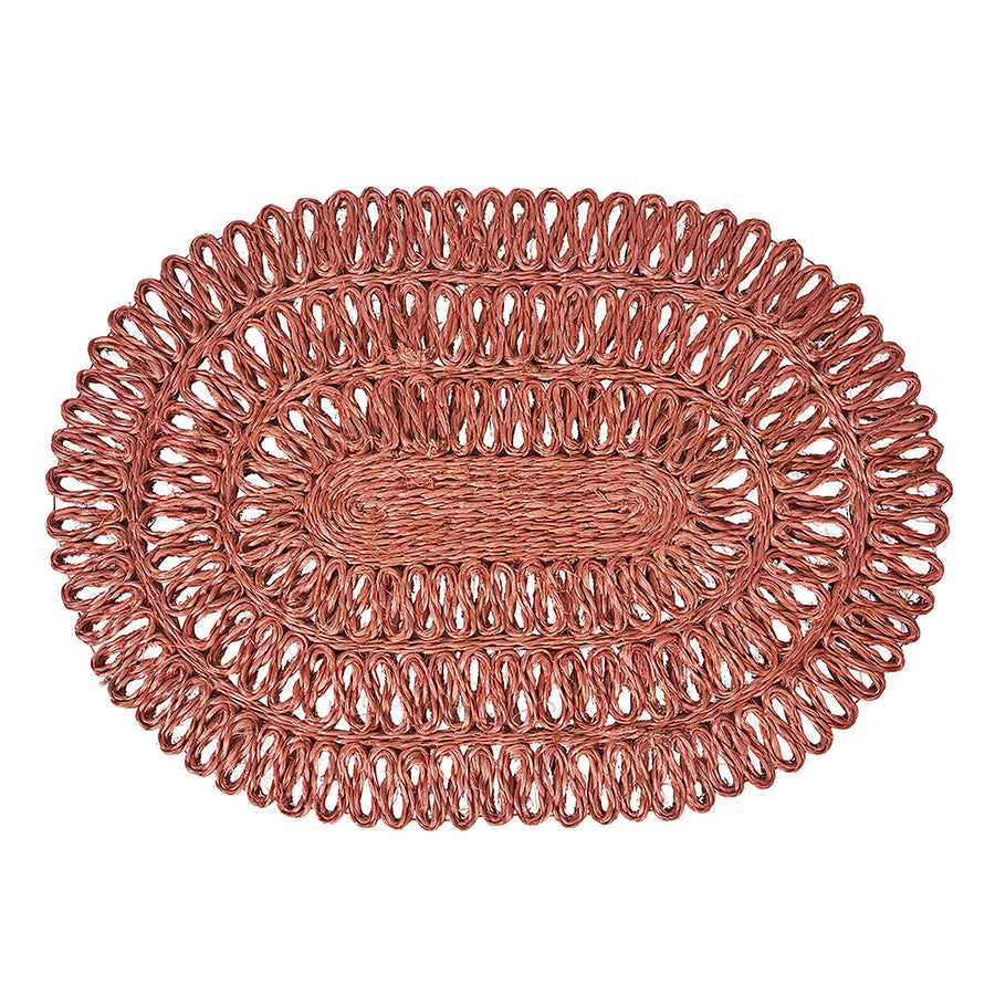 STRAW LOOP OVAL PLACEMAT - CORAL - JULISKA - Compralo en CorinneRegalos.com