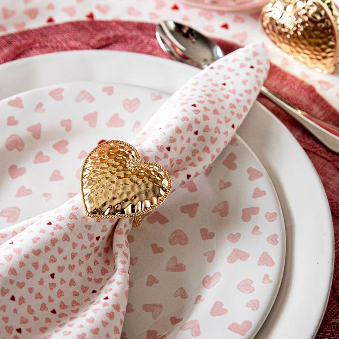 BERRY & THREAD HEART NAPKIN RING SET/4 - GOLD
